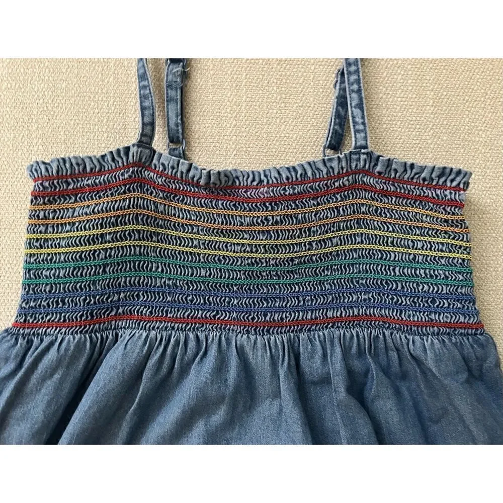 ‎Old Navy Girls Denim Rainbow Dress SZ S (6-7)